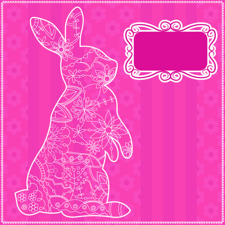 pink background with rabbitのイラスト素材