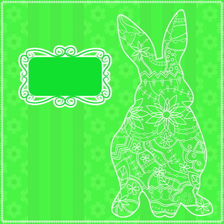 green background with rabbitのイラスト素材