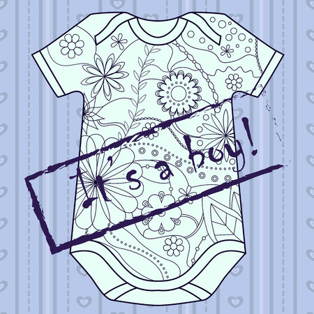 Vector it's a boy card with stamp and bodyのイラスト素材