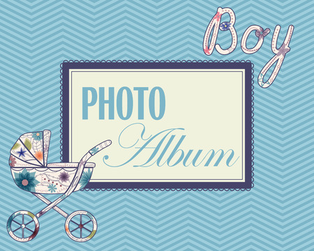 Vector baby photo album cover for boysのイラスト素材