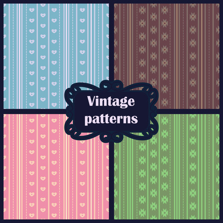 Vector set of vintage patternsのイラスト素材