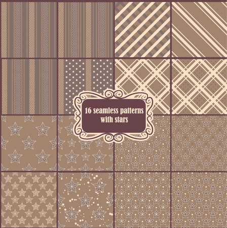 Vector big set of vintage pattern with starsのイラスト素材