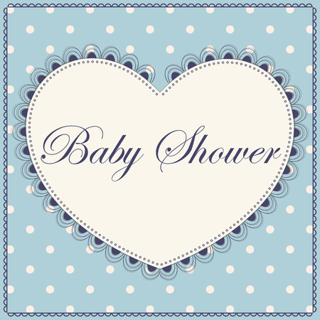 Vector card baby shower with heart blue vintageのイラスト素材