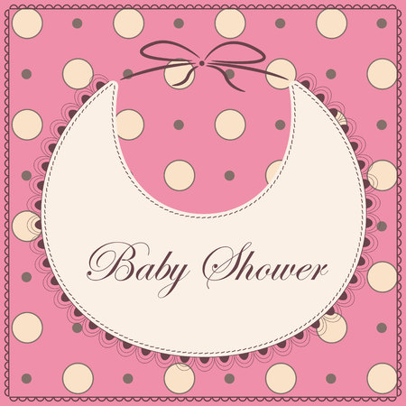 Vector card baby shower with bib pink vintageのイラスト素材