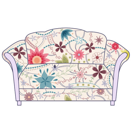 Vector isolated couch painted vintage silhouetteのイラスト素材