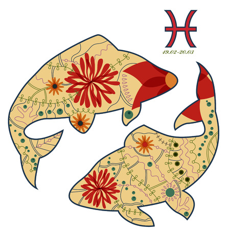 vector illustration of Pircies zodiac sign retroのイラスト素材