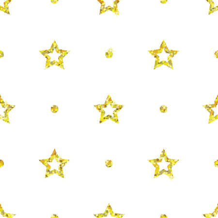 Vector seamless pattern with tinsels stars and polka dot