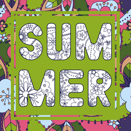 Vector Summer word on colorful backgroundのイラスト素材