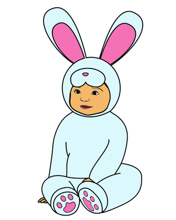 Vector baby in rabbit dressのイラスト素材