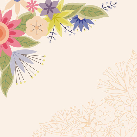 Vector background with flowers in the corner vintageのイラスト素材
