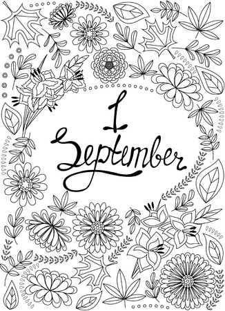 Vector First September background black and whiteのイラスト素材