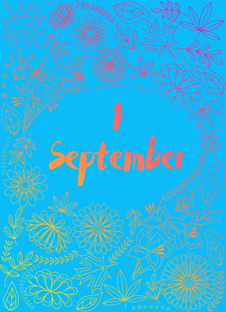 Vector First September background on blueのイラスト素材