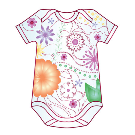 Vector baby body dress with gradient flowersのイラスト素材