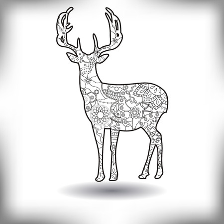Vector deer painted silhouette isolated on whiteのイラスト素材