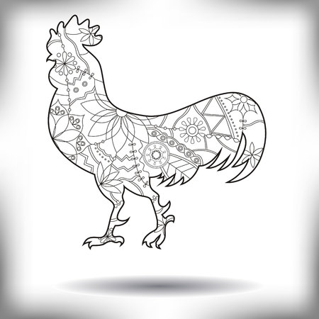Vector cock painted silhouette isolated on whiteのイラスト素材
