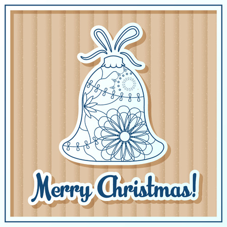 Vector merry Christmas card on cardboard with toyのイラスト素材