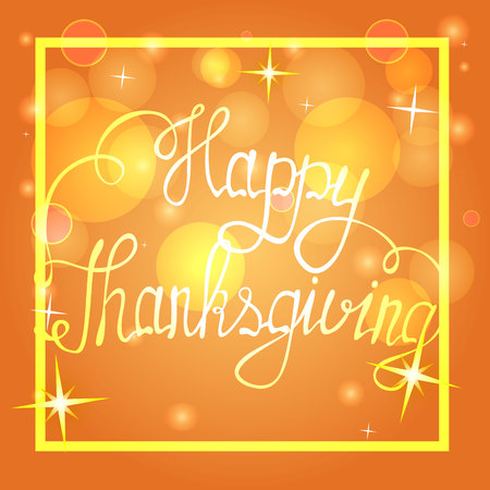 Vector happy thanksgiving on bokeh backgroundのイラスト素材
