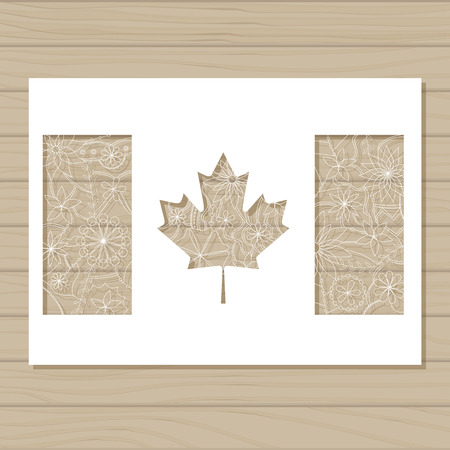 vector stencil template of canada flag on wooden backgroundのイラスト素材