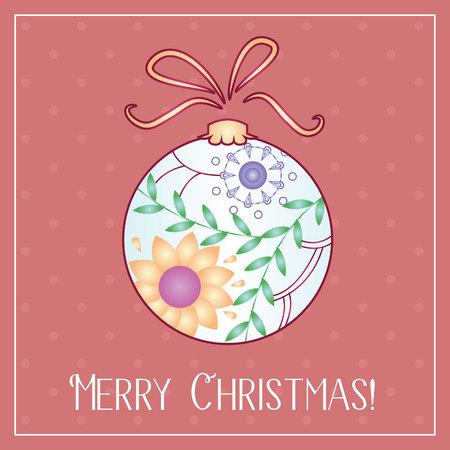 Vector merry Christmas card with gradient ballのイラスト素材