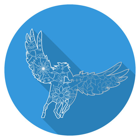 Vector isolated flat icon of pegasusのイラスト素材