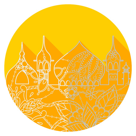 Vector isolated flat icon of easten townのイラスト素材