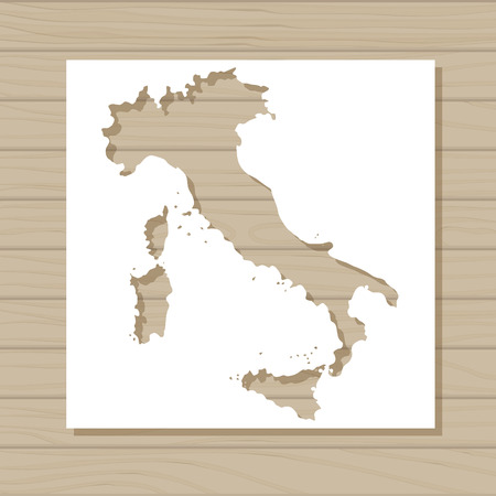 vector stencil template of Italy map on wooden backgroundのイラスト素材