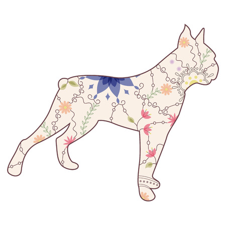 Vector boxer dog vintageのイラスト素材