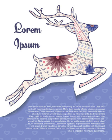 Vector background with deer on paper and place for textのイラスト素材