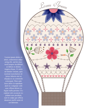 Vector with air balloon on paper and place for textのイラスト素材