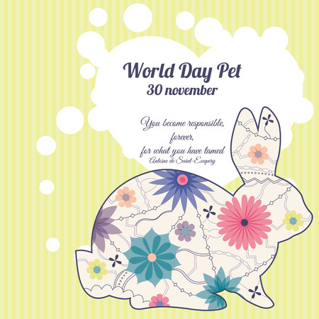 Vector world day pet background with rabbitのイラスト素材