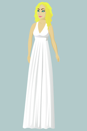 Bride in greek wedding dress vector illustrationのイラスト素材