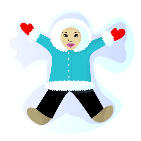 Child do snow angel vector illustrationのイラスト素材