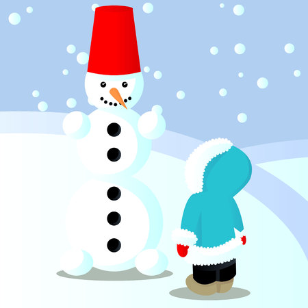 Child has done snowman vector illustrationのイラスト素材