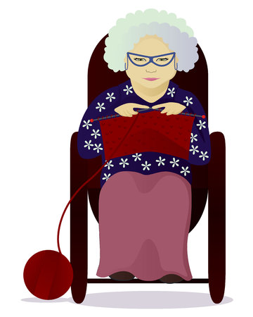 vector illustration granny knit isolated on whiteのイラスト素材