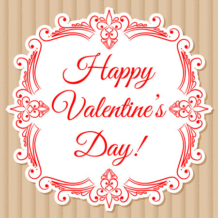 Happy valentine day card with decorative frameのイラスト素材