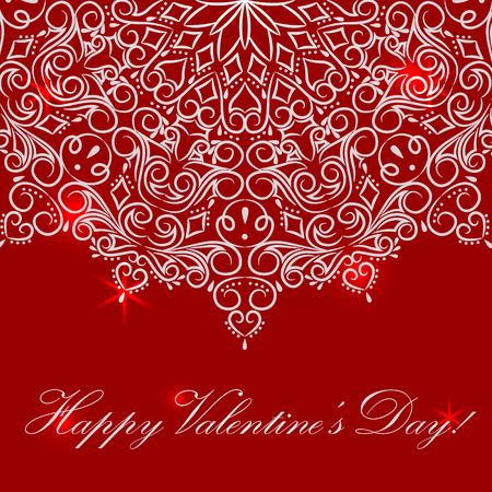 Happy valentine day card with round ornateのイラスト素材