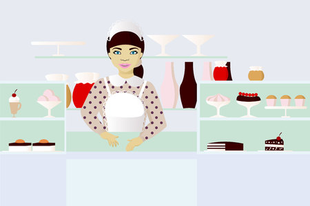 Seller in bakeryのイラスト素材