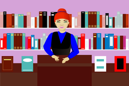 Seller in book shopのイラスト素材