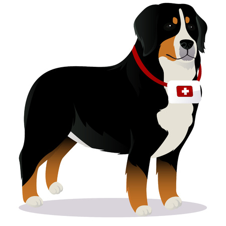 Bernes Mountain dog lifesaver vector illustrationのイラスト素材