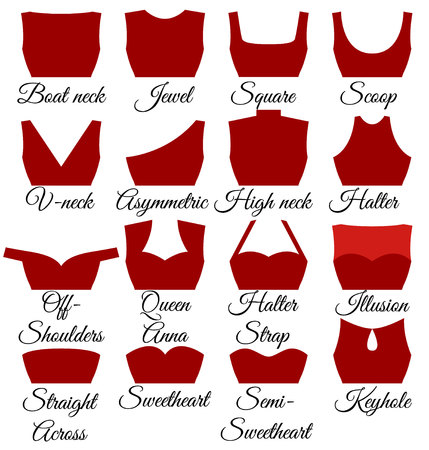 Types of neck cuts setのイラスト素材