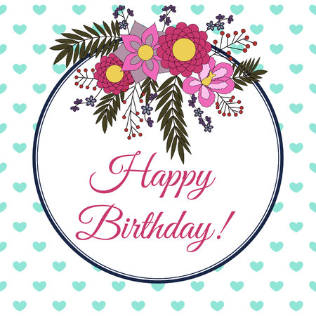 Birthday card with abstract flower elementsのイラスト素材