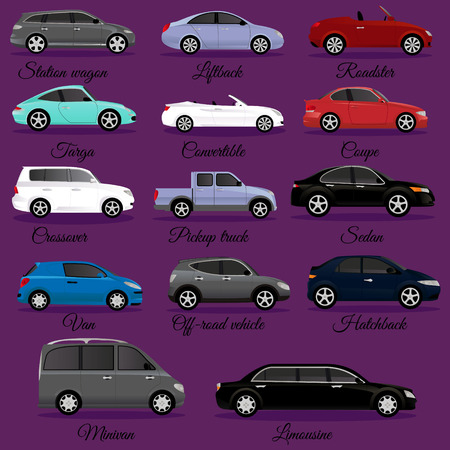 Set of car body types vector illustrationのイラスト素材