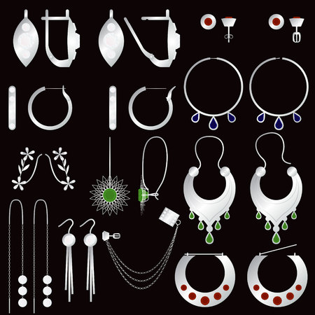 Earring clasps types silverのイラスト素材