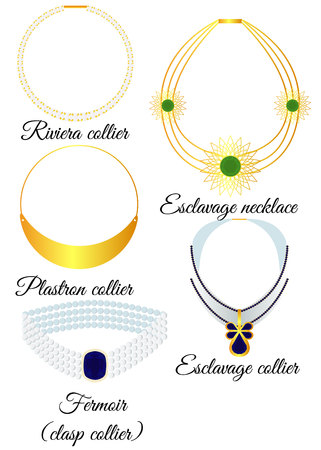 Types of necklaces in appearance vector illustrationのイラスト素材