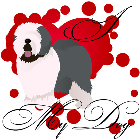 I love my old english shepherd vector illustrationのイラスト素材