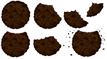 bitten double chocolate cookies setのイラスト素材