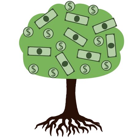 Money on the tree cartoonのイラスト素材