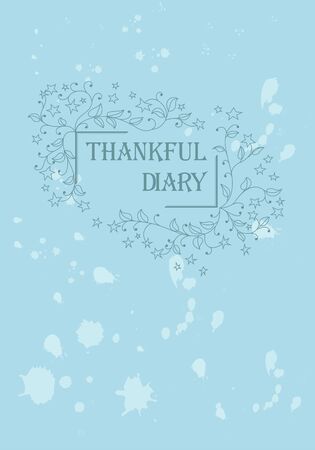 Thankful diary blue cover curly ornate vectorのイラスト素材
