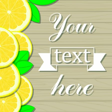 Wooden  with lemon slices.のイラスト素材