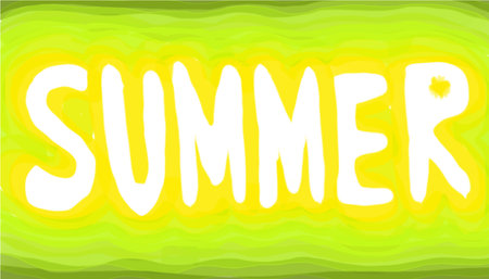 Summer traced lettering. Green and yellow markers contouringのイラスト素材